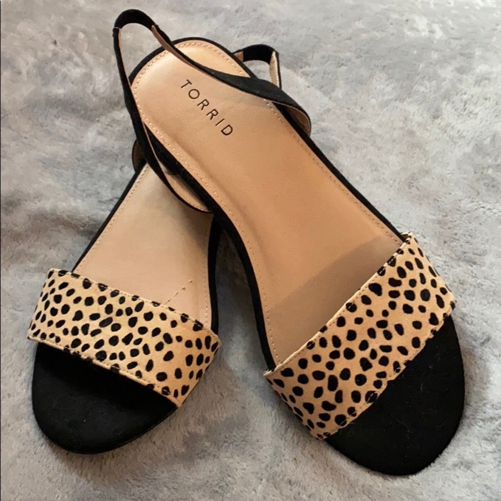 Black and Leopard Low Heal Slingback Sandal (WW)